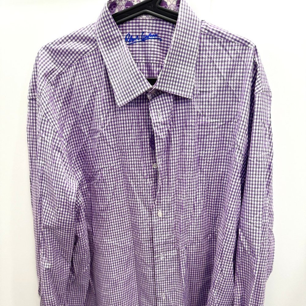 ROBERT GRAHAM Button Shirt Men 2XL Blue White Pattern Skull Shirt Flip-Cuff 18